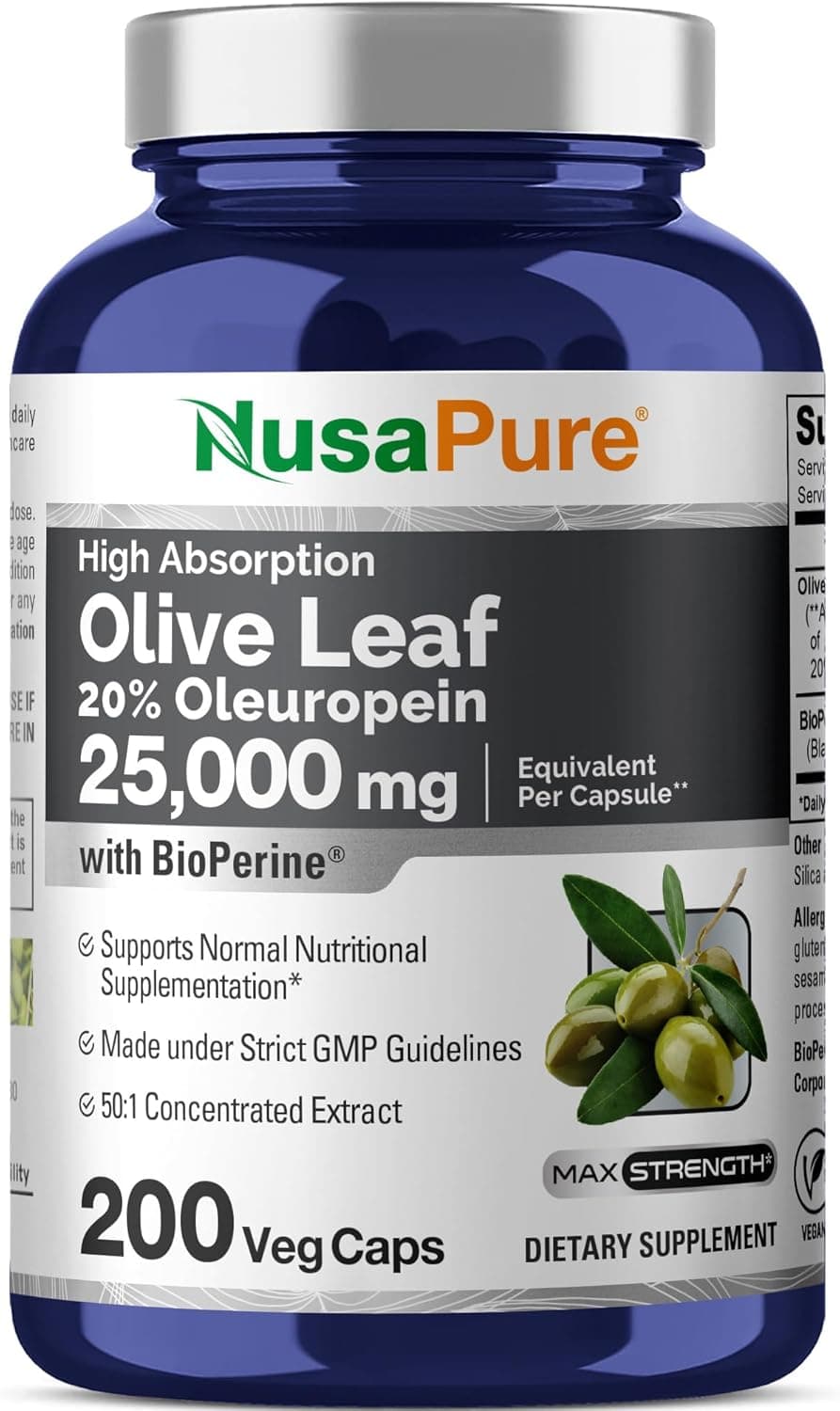 Nusapure Nusapure Olive Leaf Extract 200 Capsules