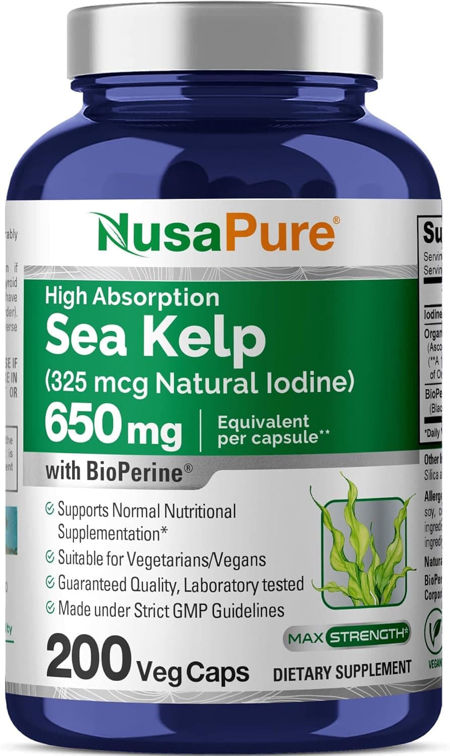 Nusapure Nusapure Organic Sea Kelp 325 mcg 200 Capsules