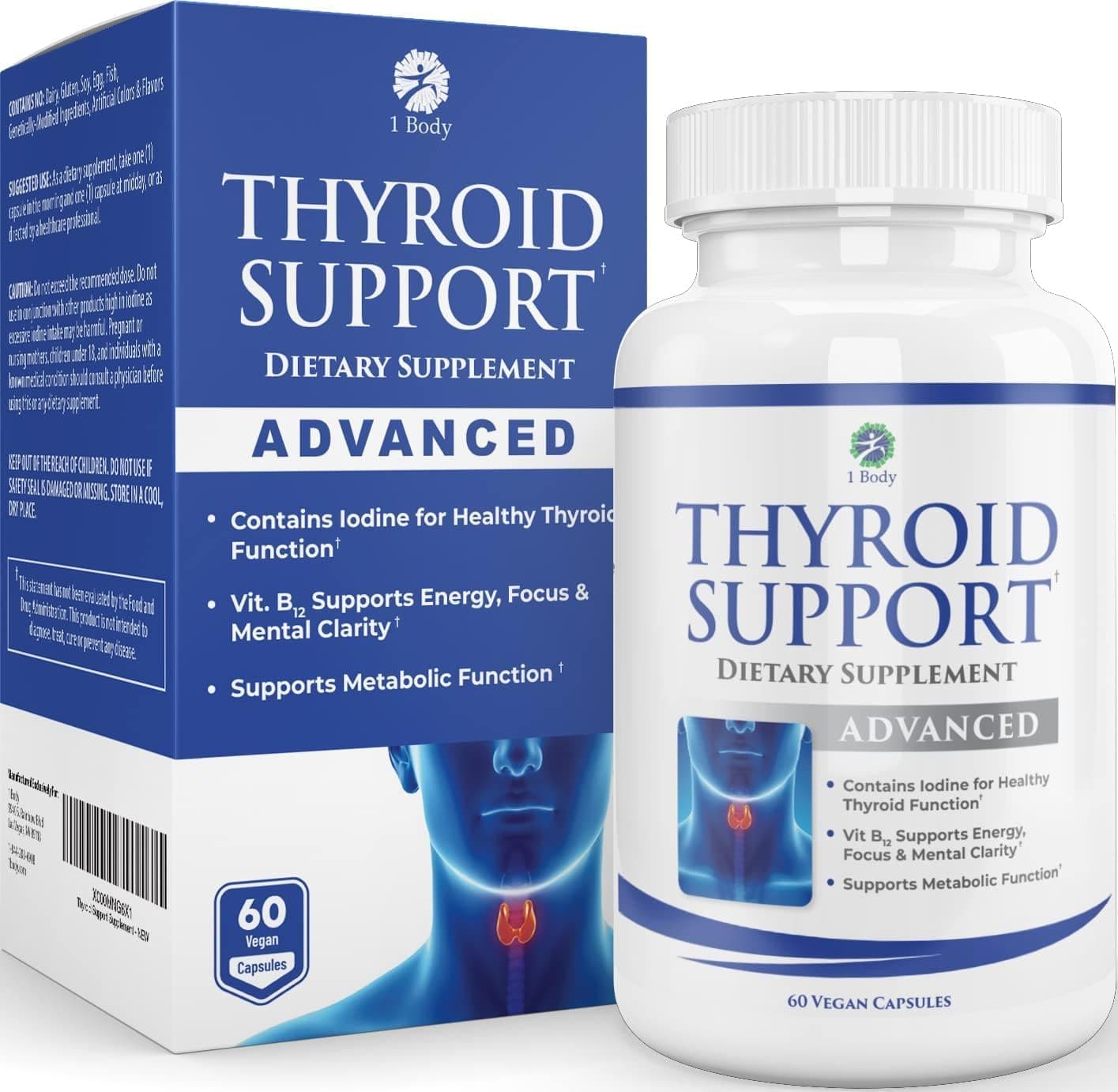 1Body 1Body Thyroid Support Supplement with Iodine More 60 capsules