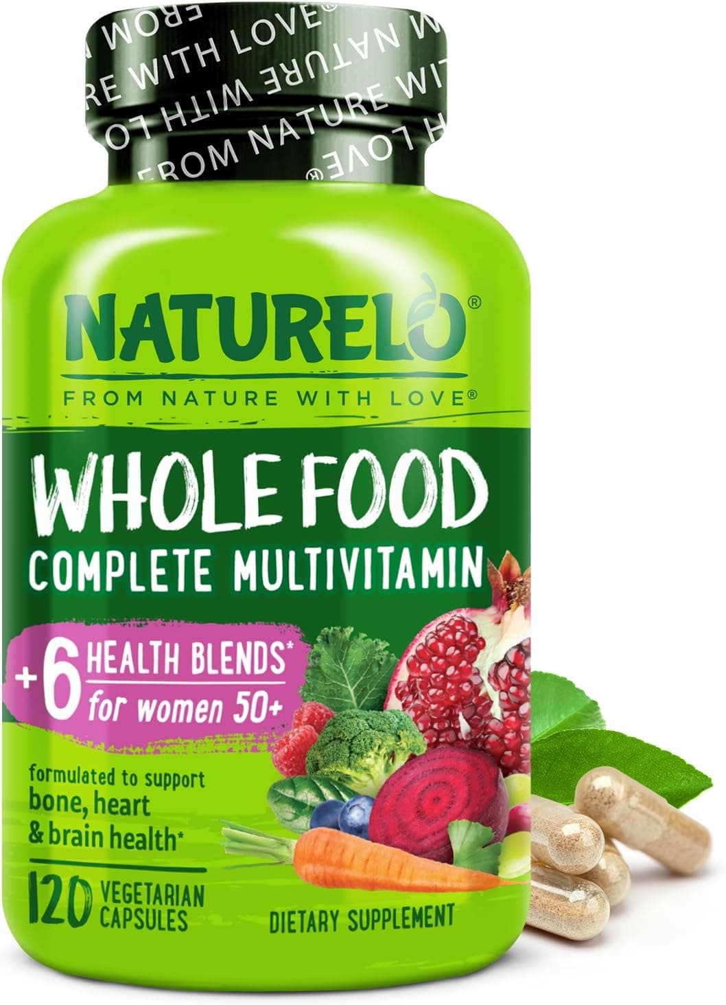 NATURELO Whole Food Multivitamin for Women 50+ | 120 Vegan Capsules