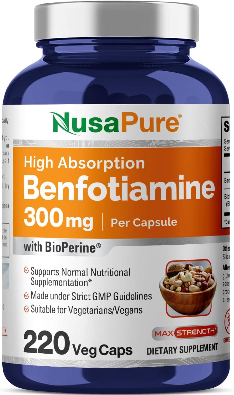 Nusapure Nusapure Benfotiamine support blood sugar 300mg 220 Capsules