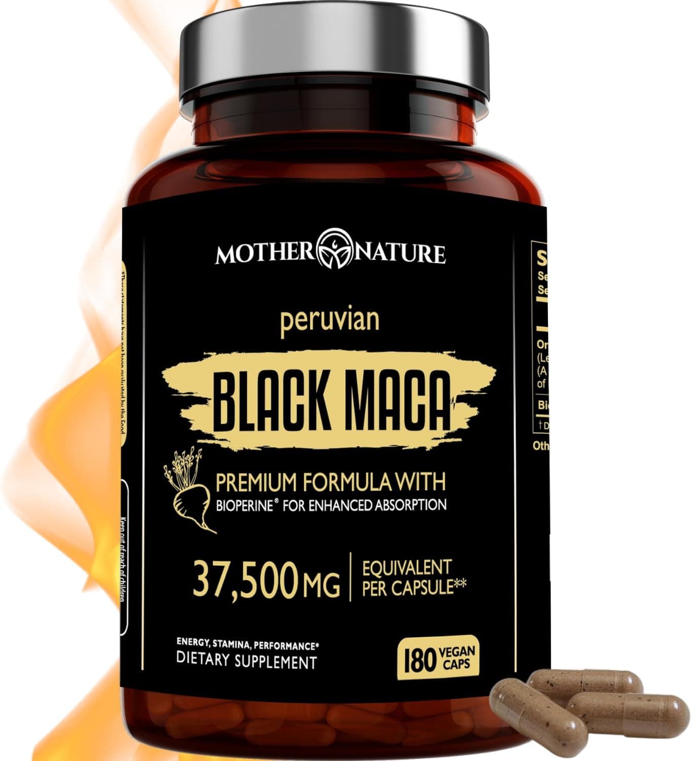 Mother Nature Organic Black Maca Root 750mg 180 Vegan Capsules