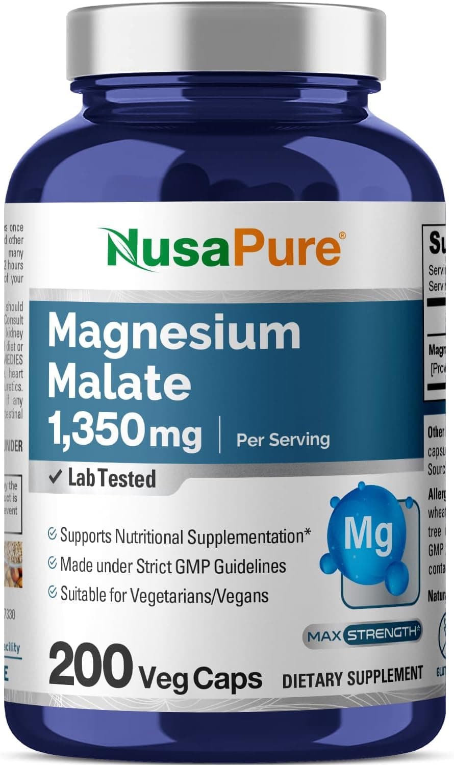 Nusapure Nusapure Magnesium Malate 1350 mg, 200 Capsules