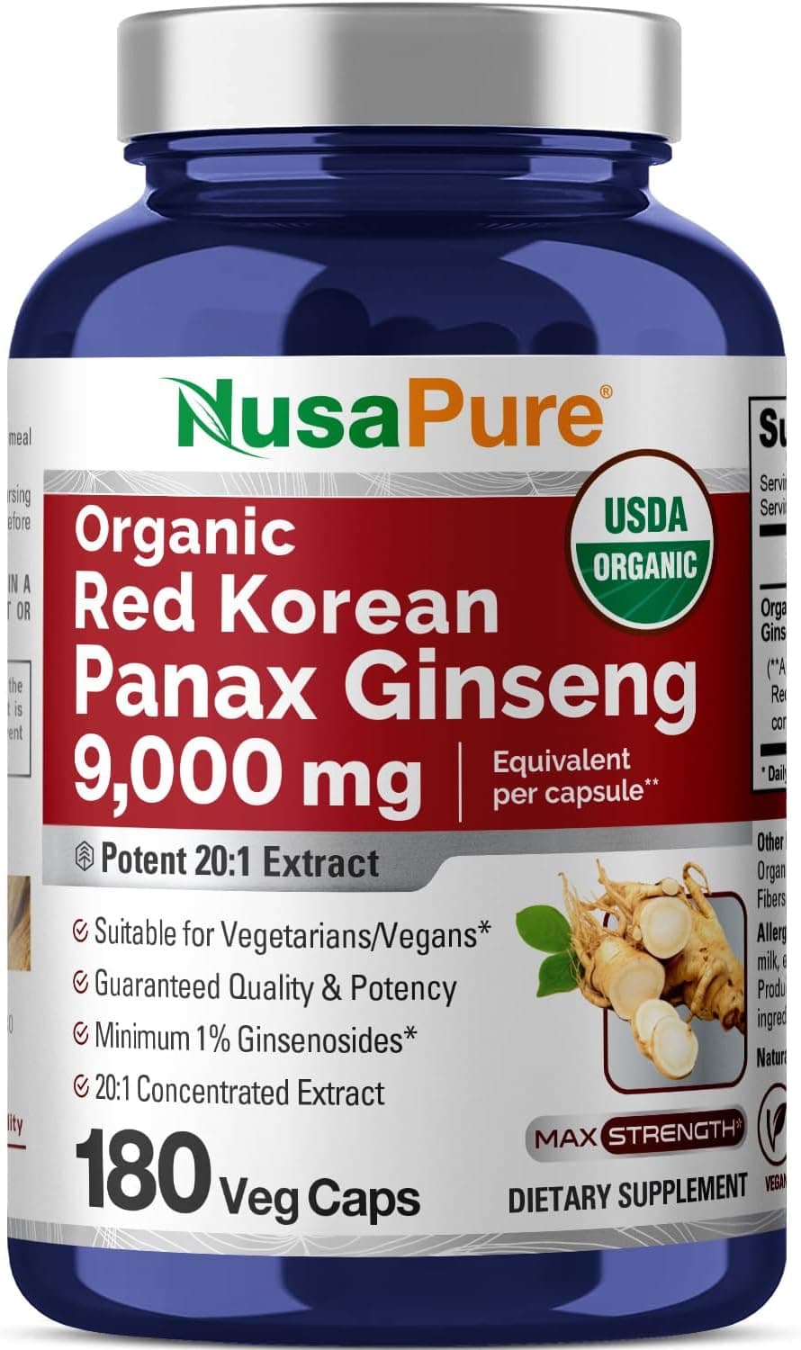 Nusapure Nusapure Red Korean Panax Ginseng 9000mg 180 Caps
