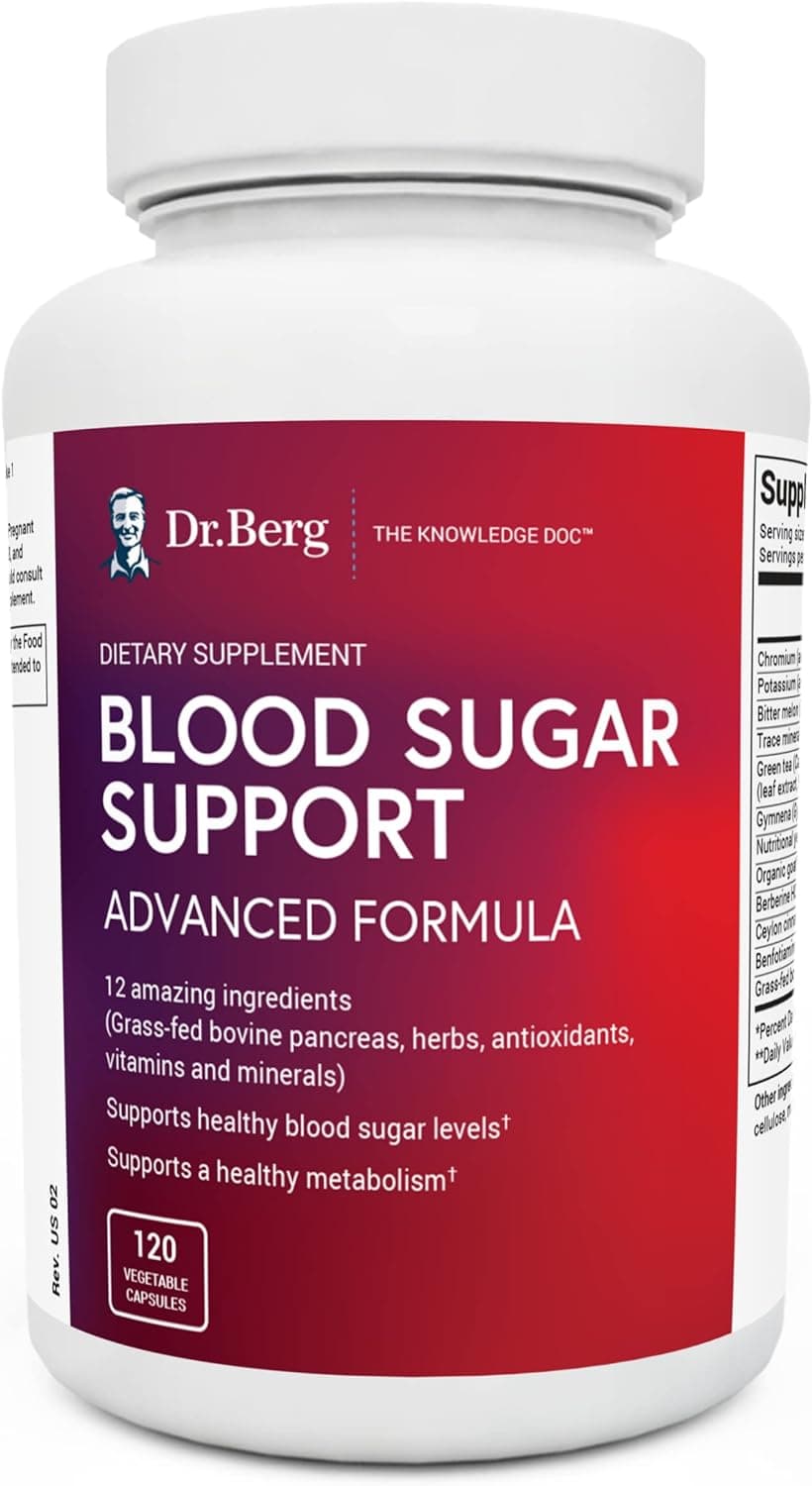 Dr Berg's Dr. Berg Blood Sugar Support | Advanced Natural Formula for Energy & Balance | 120 Capsules
