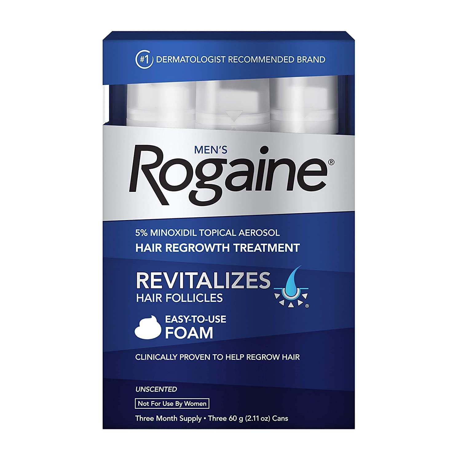 Rogaine Men's Rogaine 5% Minoxidil Foam for Hair Loss 60 ml | 3 Bottles