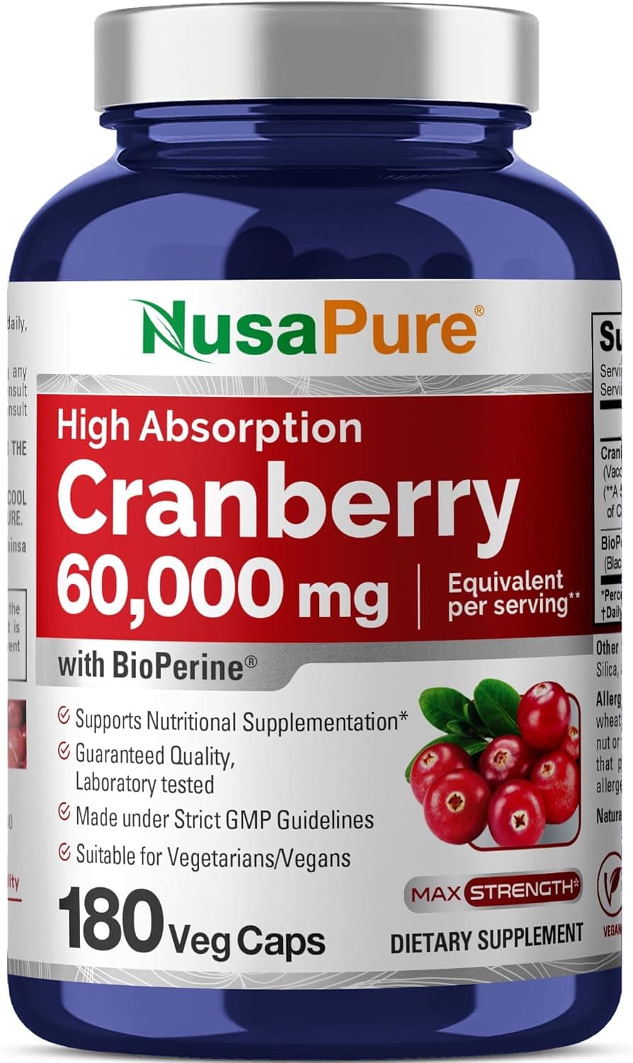 Nusapure Nusapure, Cranberry 60000 mg, 180 Capsules