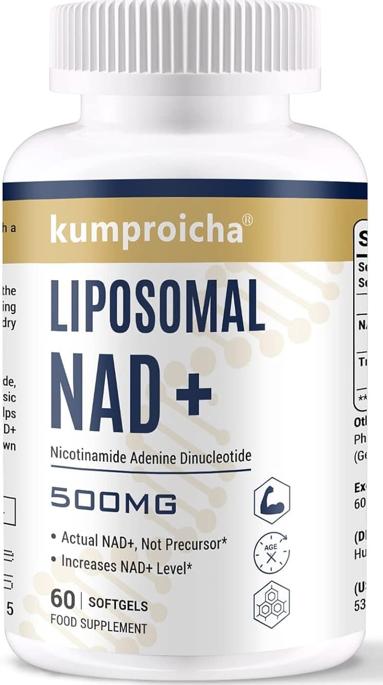 Kumproicha Liposomal NAD+ 500mg with TMG | Cellular Energy Supplement | 60 Count