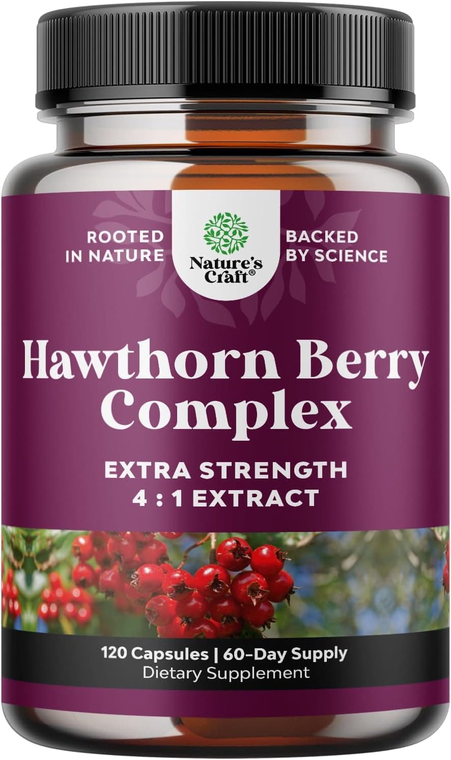 Natures Craft Extra Strength Hawthorn Berry Extract by Natures Craft | 120 Capsules