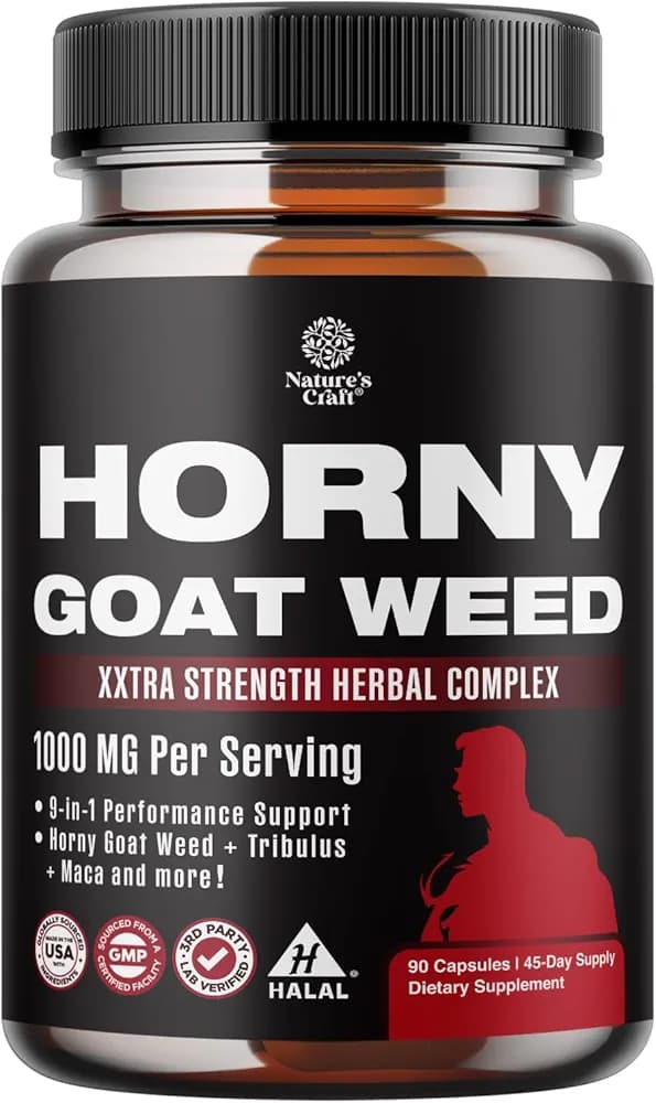 Natures Craft Horny Goat Weed for Men | Extra Strength | Stamina, Energy & Performance | 90 Capsules