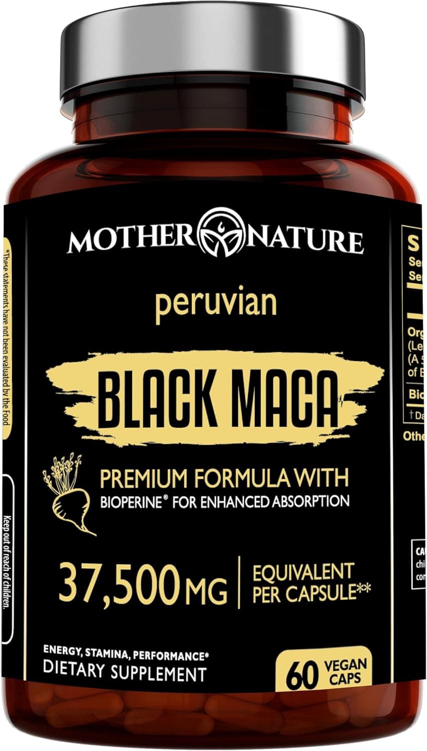 Mother Nature Organic Black Maca Root | 60 Capsules