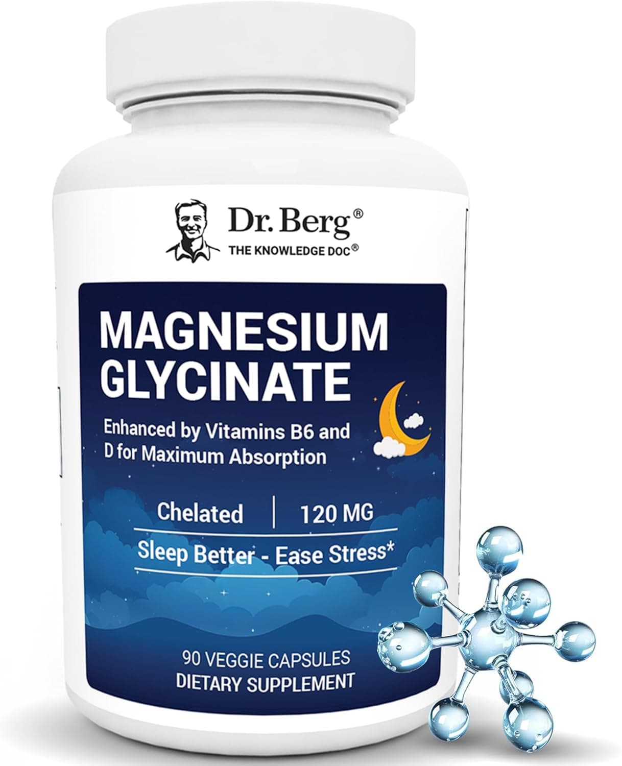 Dr Berg's Dr. Berg Magnesium Glycinate for Sleep & Stress Relief | 90 Caps