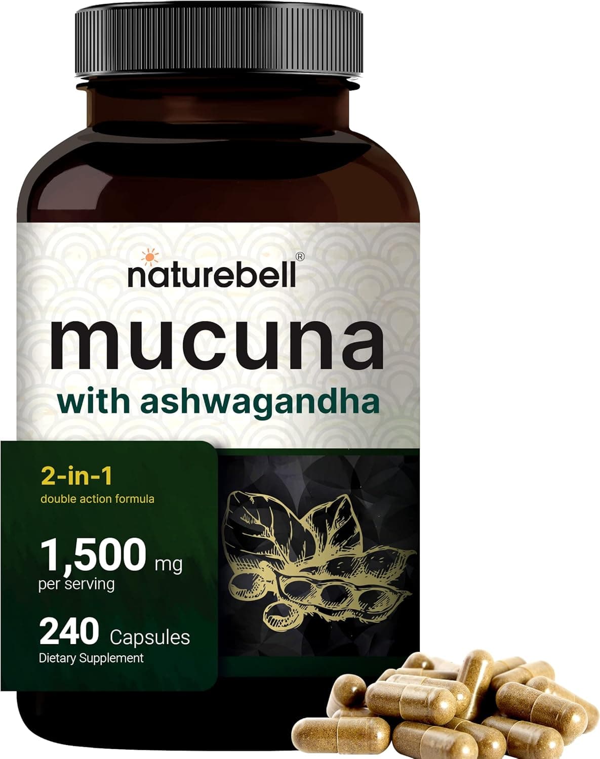 naturebell Mucuna Pruriens Triple Strength 1500mg Per Serving – 240 Capsules