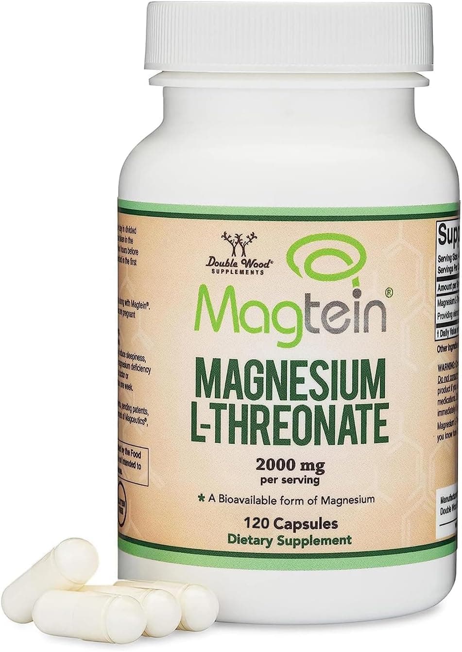 Double wood supplements Magnesium L Threonate, Magtein™, Sleep and Cognitive Support – 2,000 mg | 120 Capsules