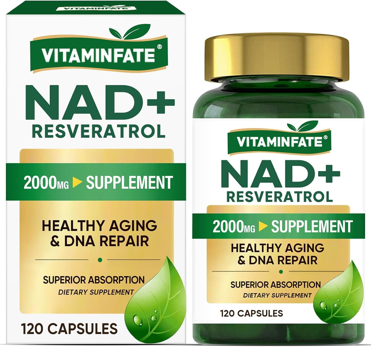 VITAMINFATE VITAMINFATE  NAD+ and Resveratrol Supplement | Healthy Aging  | 120 Capsules