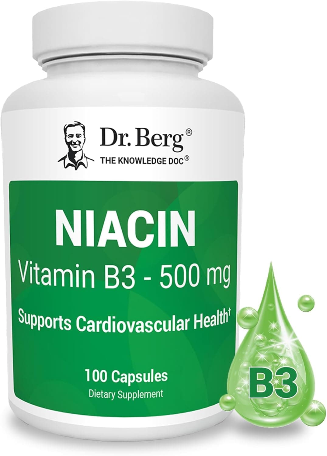 Dr Berg's Dr. Berg Niacin 500mg | Heart Health & Energy Support | 100 capsules
