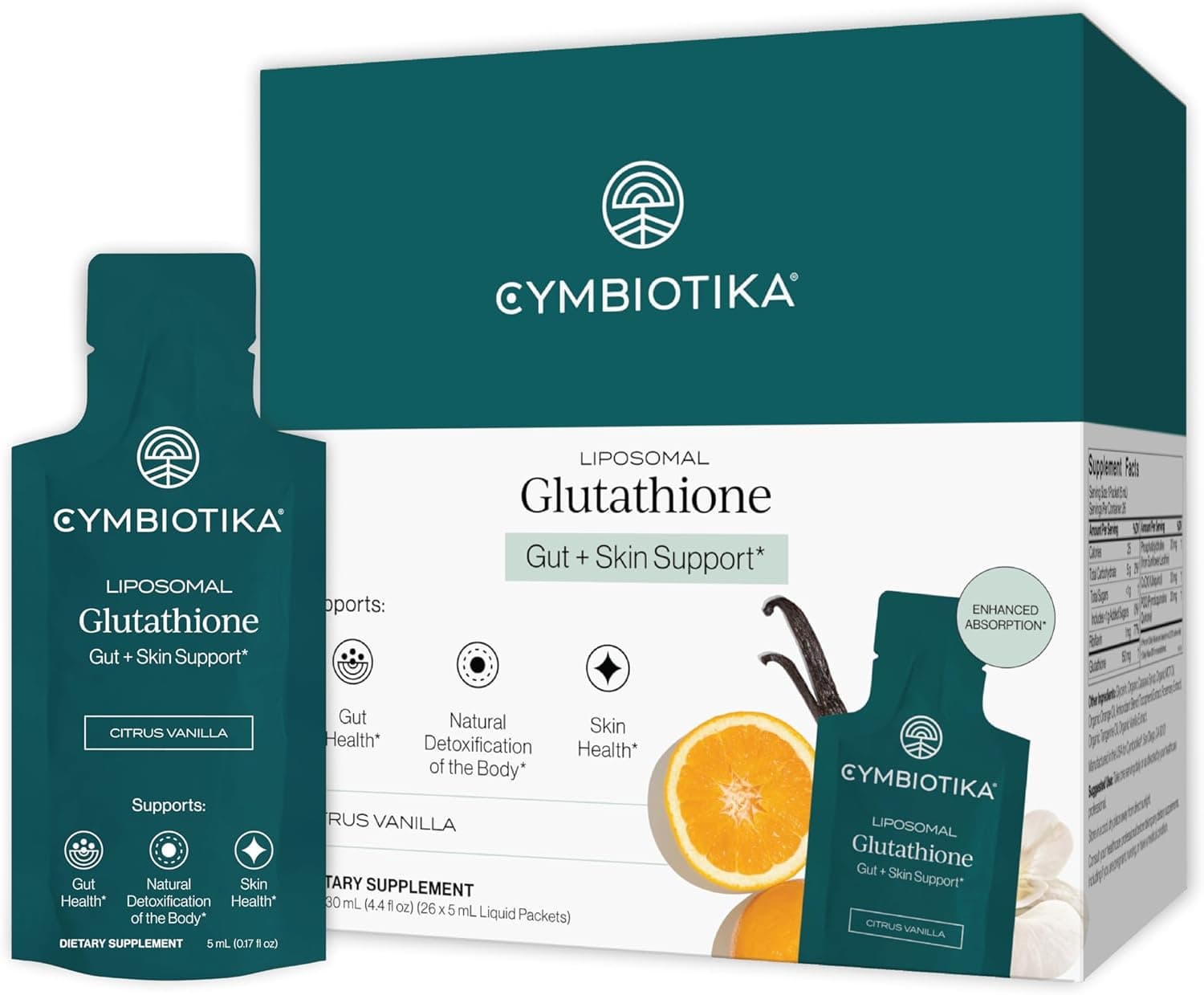 Cymbiotika Cymbiotika Liposomal Glutathione | Antioxidant Supplement | Citrus Vanilla | 26 Packets