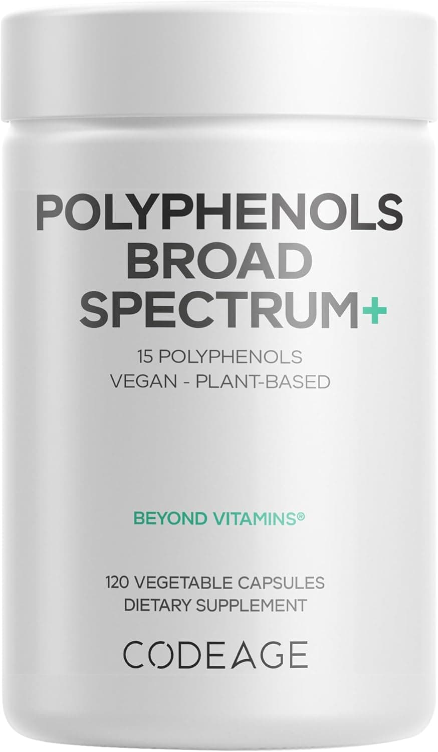 Codeage Codeage Polyphenols Broad Spectrum Supplement - Blend of 15 Berries, Fruits, and Botanical Extracts, Decaf Green Tea Leaf, Quercetin, Resveratrol, Pomegranate, Turmeric | 120 Capsules