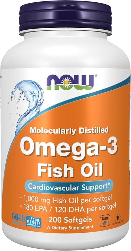 now NOW Foods Omega-3 | Molecularly Distilled Fish Oil 1000mg | 200 Caps