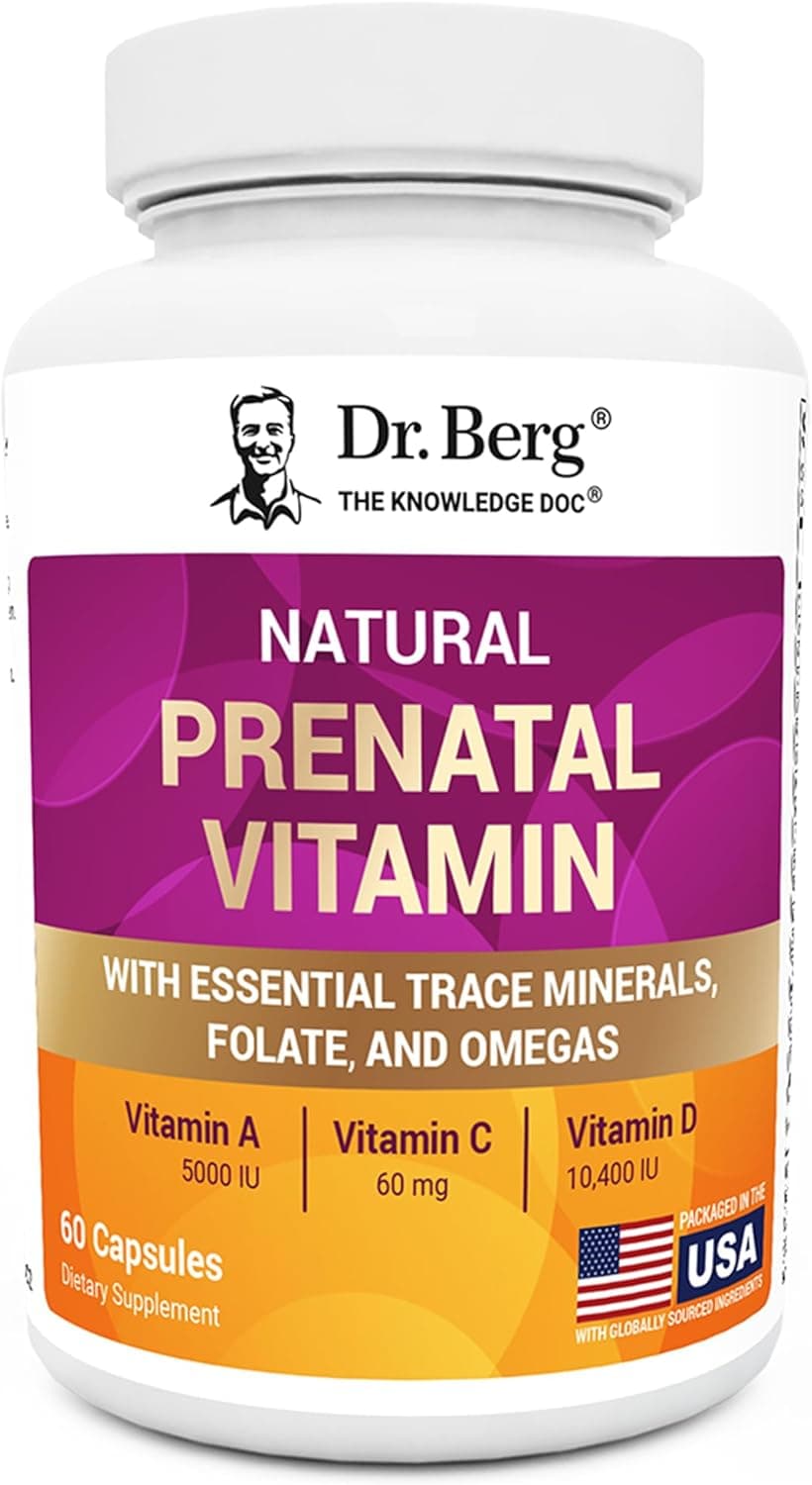 Dr Berg's Dr. Berg Natural Prenatal Vitamins | Whole-Food Nutrient Matrix & Folate Support | 60 Capsules