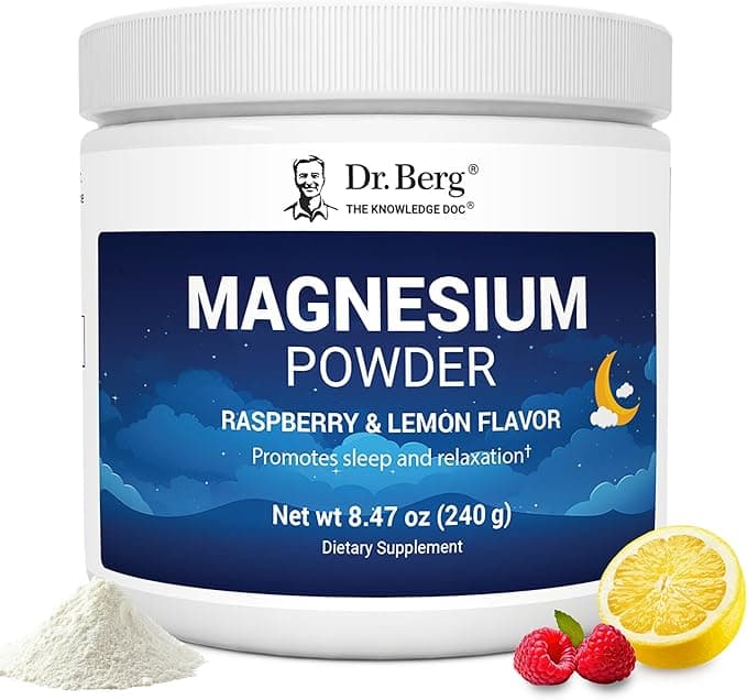 Dr Berg's Dr. Berg Magnesium Glycinate Powder | With D3 & Zinc | 50 Servings | Delicious Raspberry & Lemon Flavor