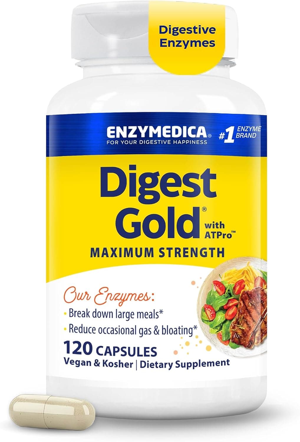 ENZYMEDICA Enzymedica Digest Gold | Advanced Enzyme Formula | 120 Capsules