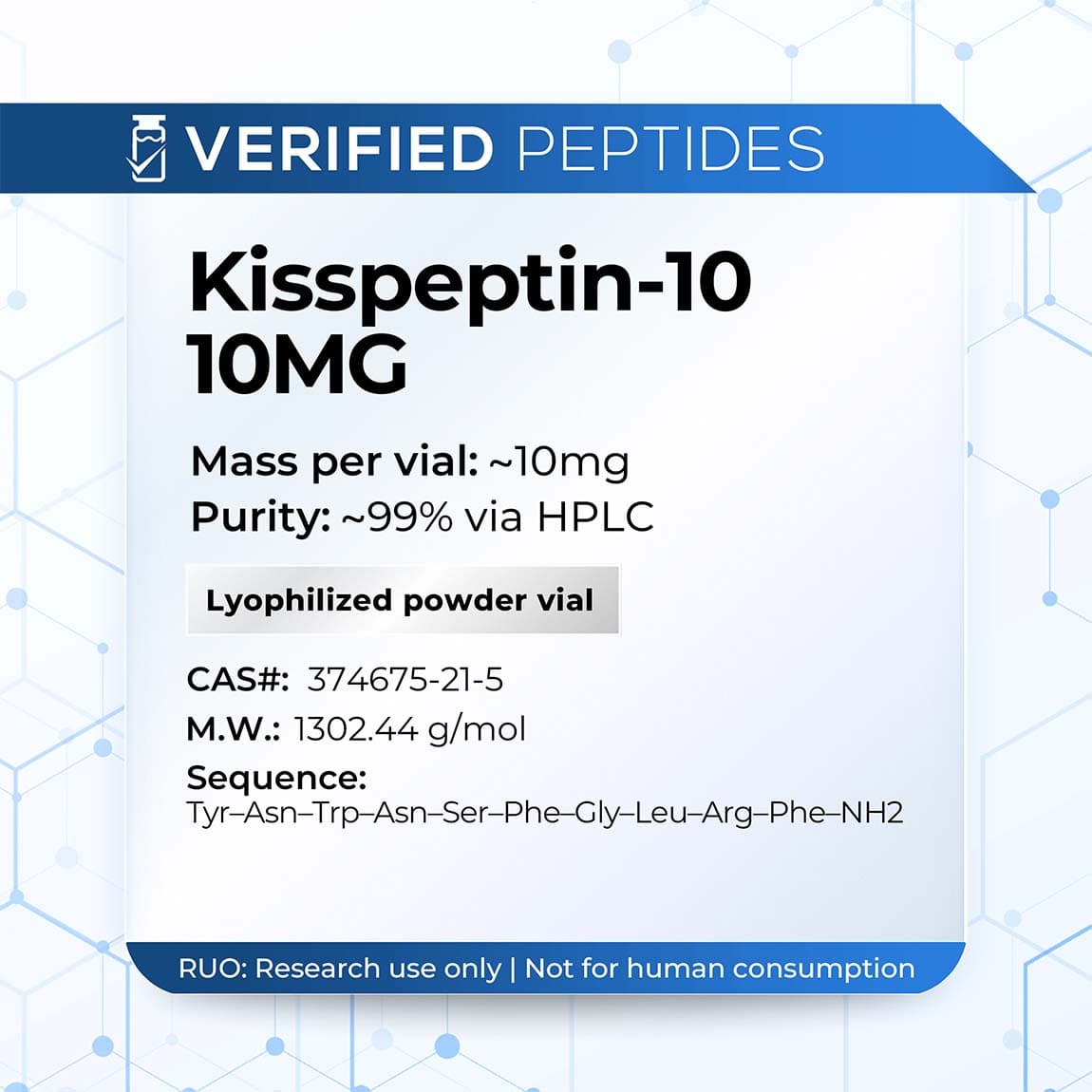 Verified peptides Verified Peptides | Kisspeptin Peptide (10mg) | High-Purity Peptide