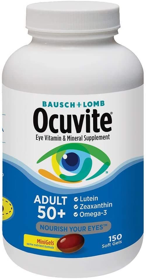 BAUSCH Bausch + Lomb Ocuvite Adult 50+ Vitamin & Mineral Supplement with Lutein, Zeaxanthin, and Omega-3, Soft Gels (150 Count)