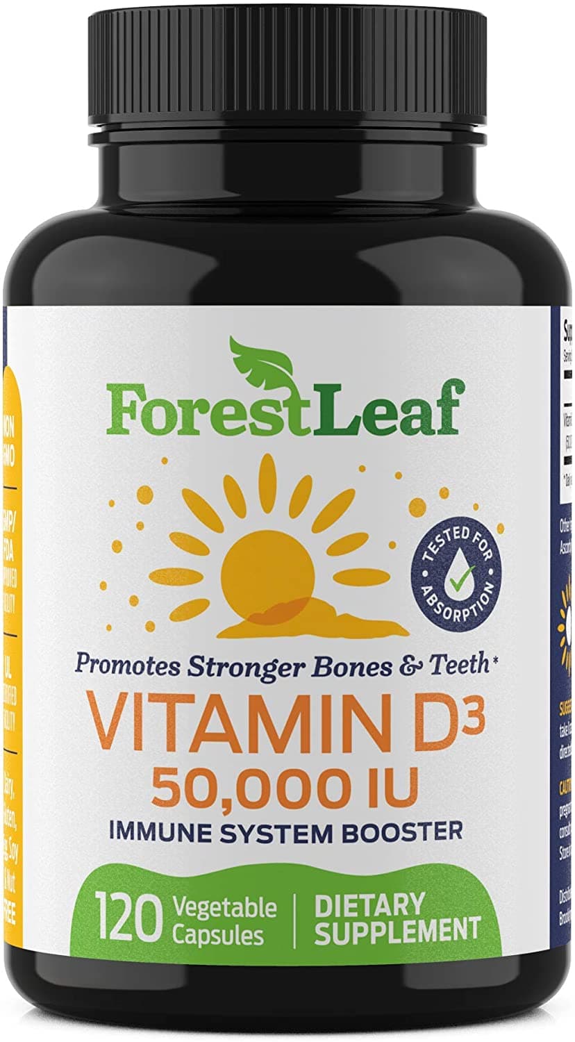 ForestLeaf Vitamin D3 50,000 IU | Premium Immune & Bone Health Support | 120 Capsules