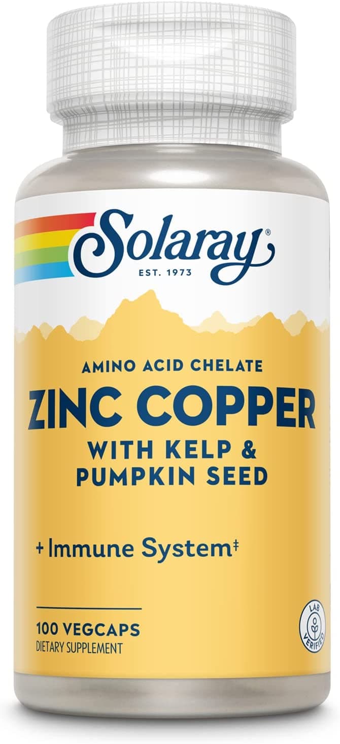 SOLARAY Solaray, Zinc Copper, 100 Vegcaps