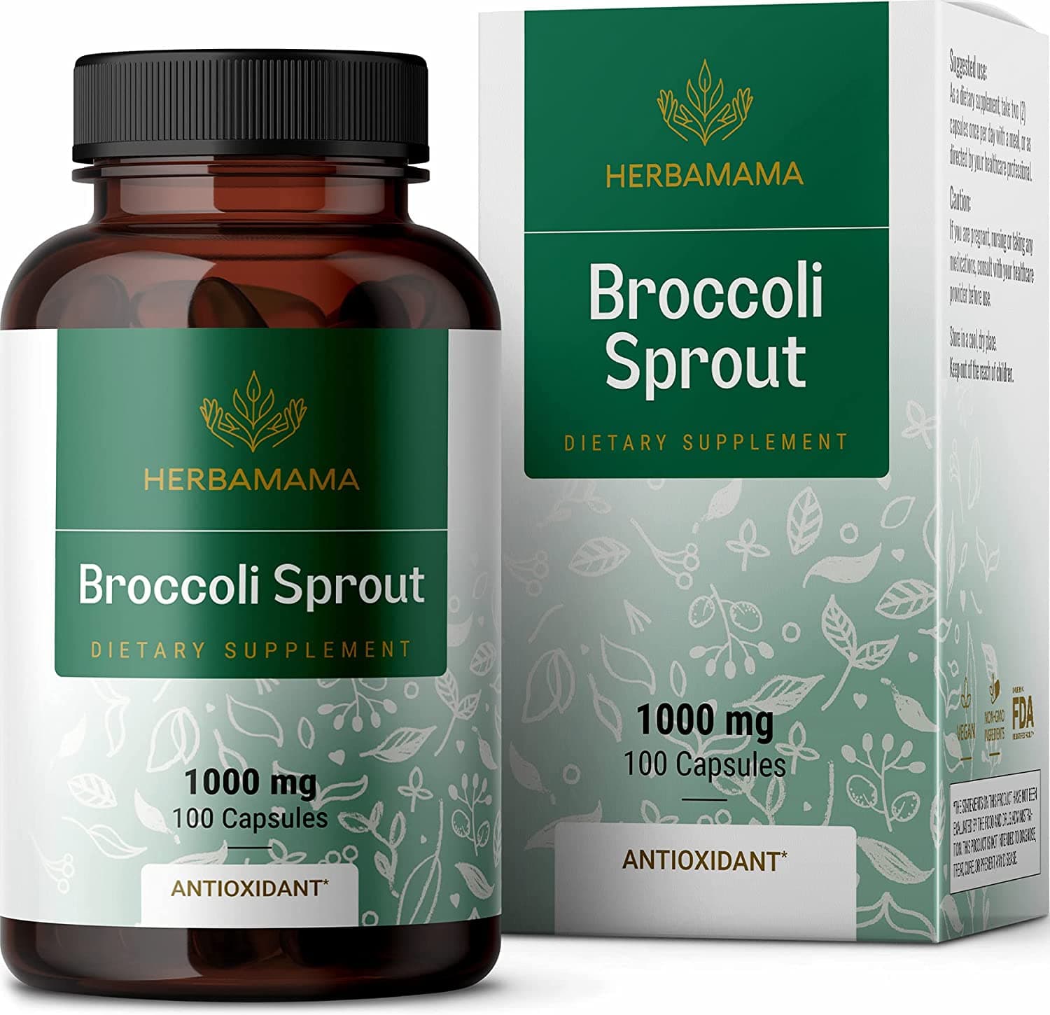 HERBAMAMA HERBAMAMA Broccoli Sprouts Capsules | 1000mg | 100 Caps