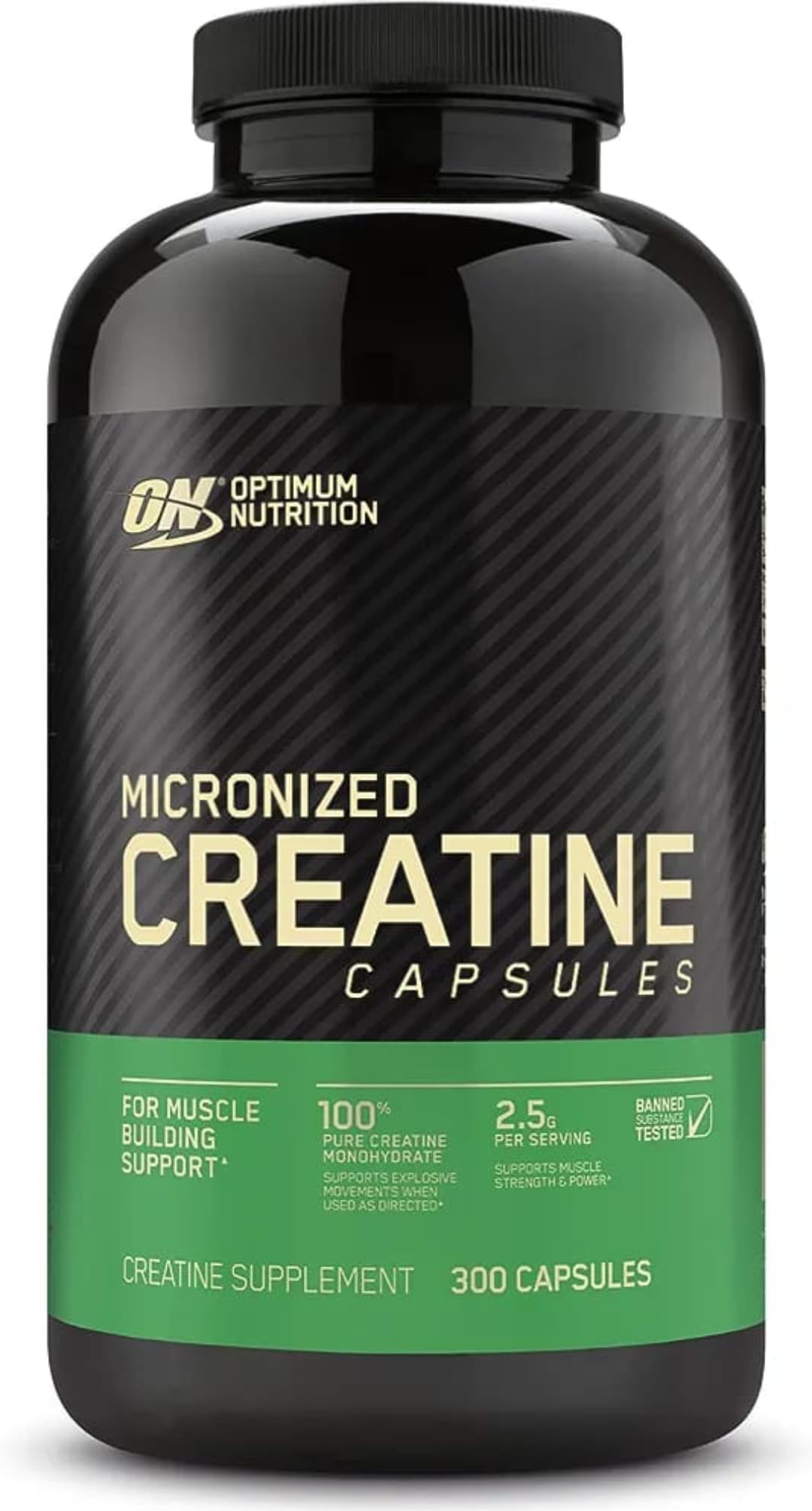 Optimum Nutrition Micronized Creatine Monohydrate Capsules, Keto Friendly, 2500mg, 300 Capsules
