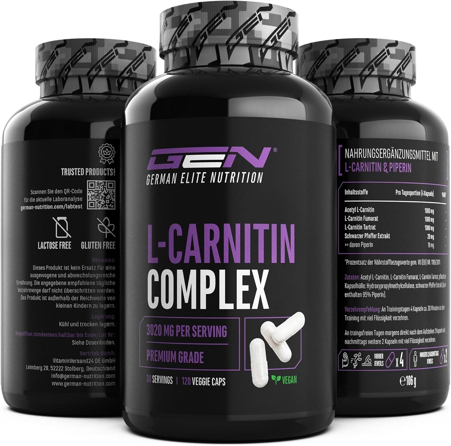 GEN Nutrition GEN L-Carnitine Triple Complex,120 Capsules