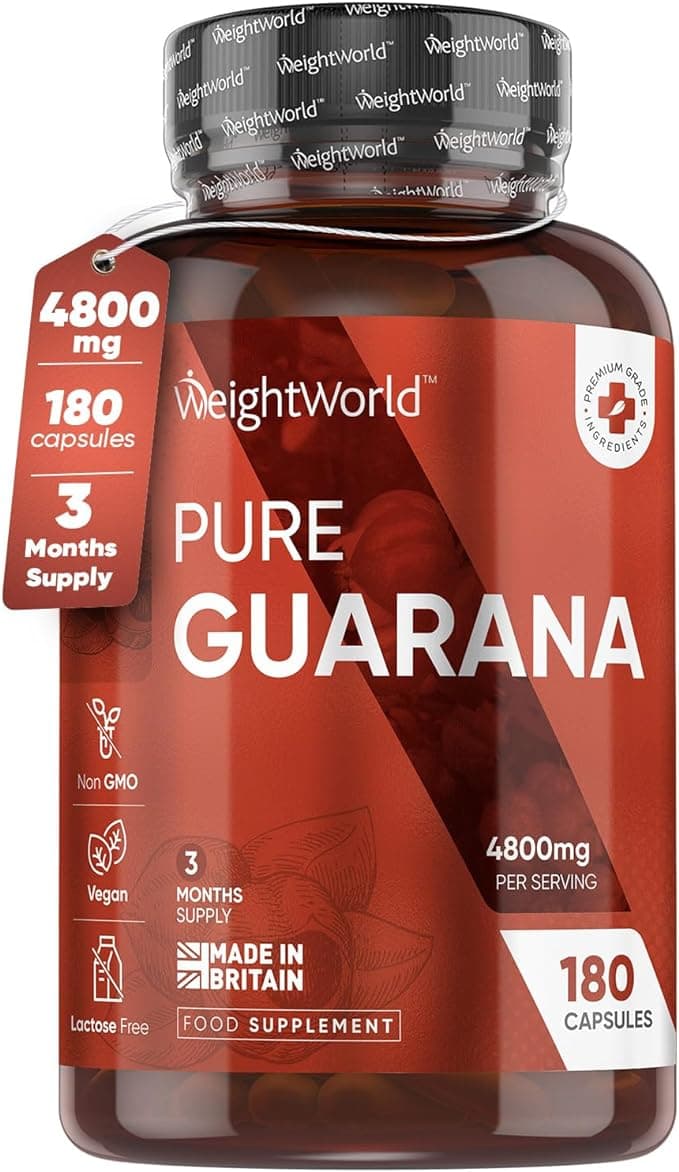 WeightWorld WeightWorld Caffeine Supplement with No Jitter - 4X More Caffeine Than Coffee - 180 Guarana Capsules