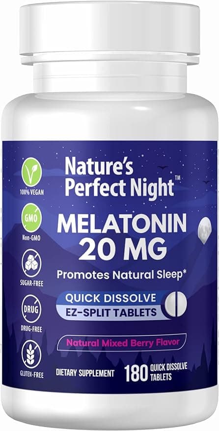 Nature's Perfect Night Nature's Perfect Night Melatonin 20mg 180 Quick Dissolve Tablets