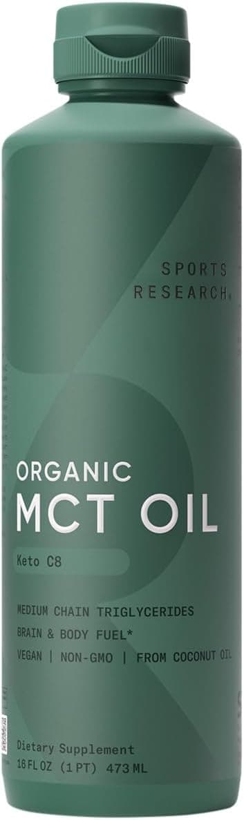 Sports Research Organic MCT Oil C8 | Pure Brain Fuel | Sports Research - 473 ml