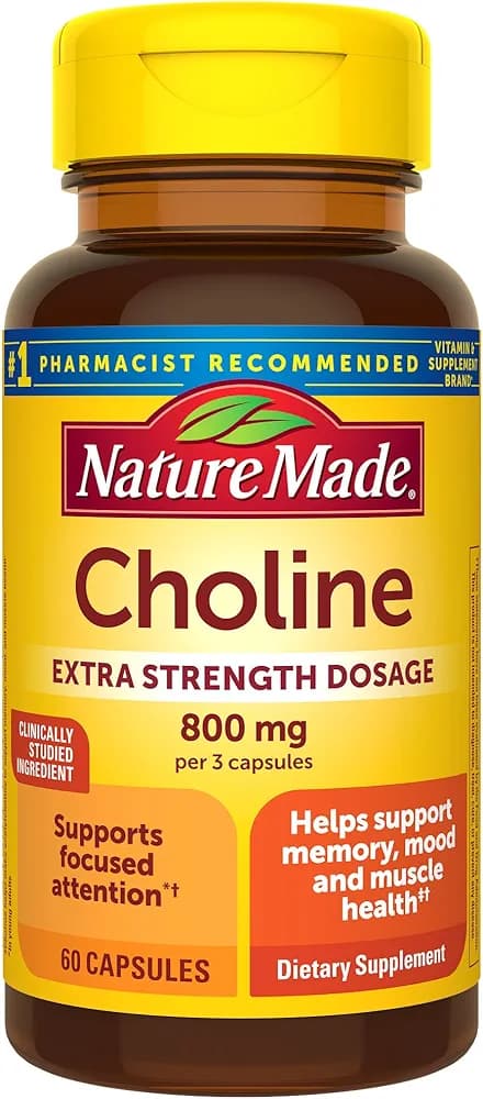 Nature's Made Nature Made Extra Strength Choline | Brain & Liver Support | 60 Capsules