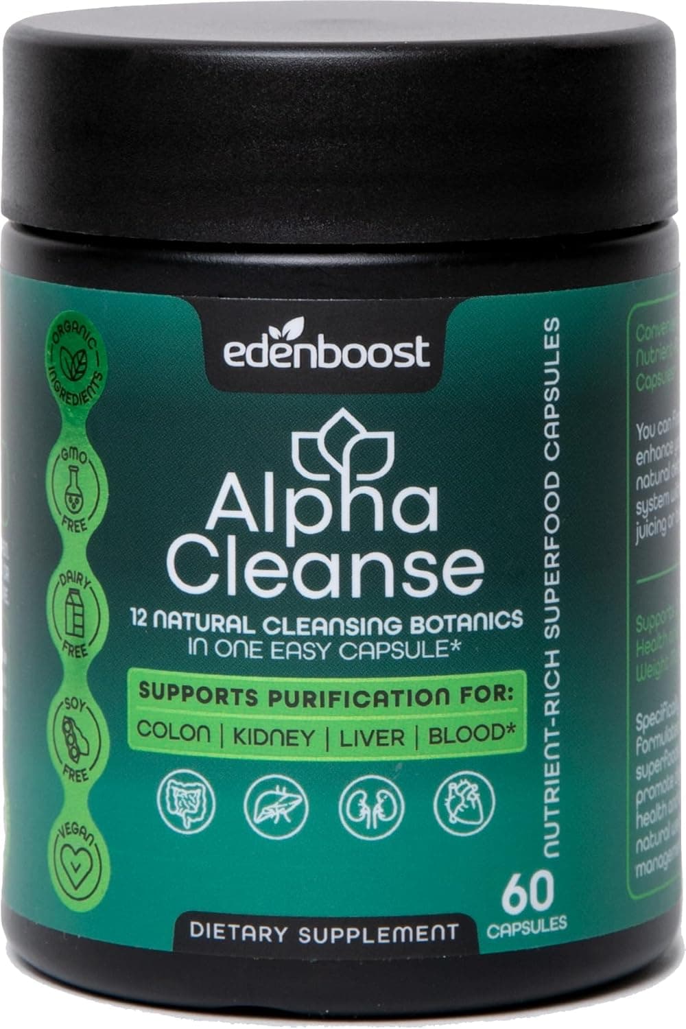 EdenBoost AlphaCleanse Organic Superfood Blend for Liver Health | 60 Caps