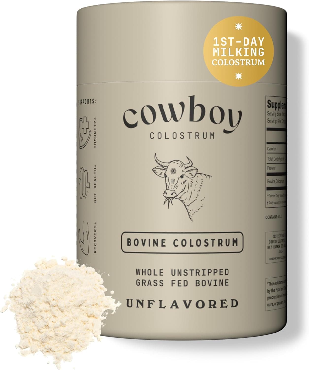 COWBOY COLOSTRUM Cowboy Colostrum – Grass Fed Bovine Colostrum Powder for Leaky Gut Support | Unflavored, 40 Servings