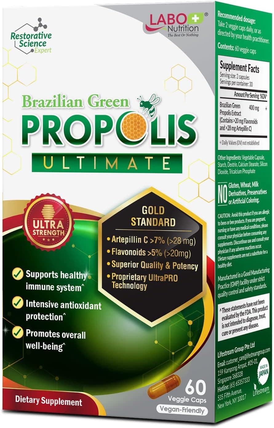LABO Nutrition LABO Nutrition Brazilian Green Propolis Ultimate | >7% Artepillin C | 60 Caps