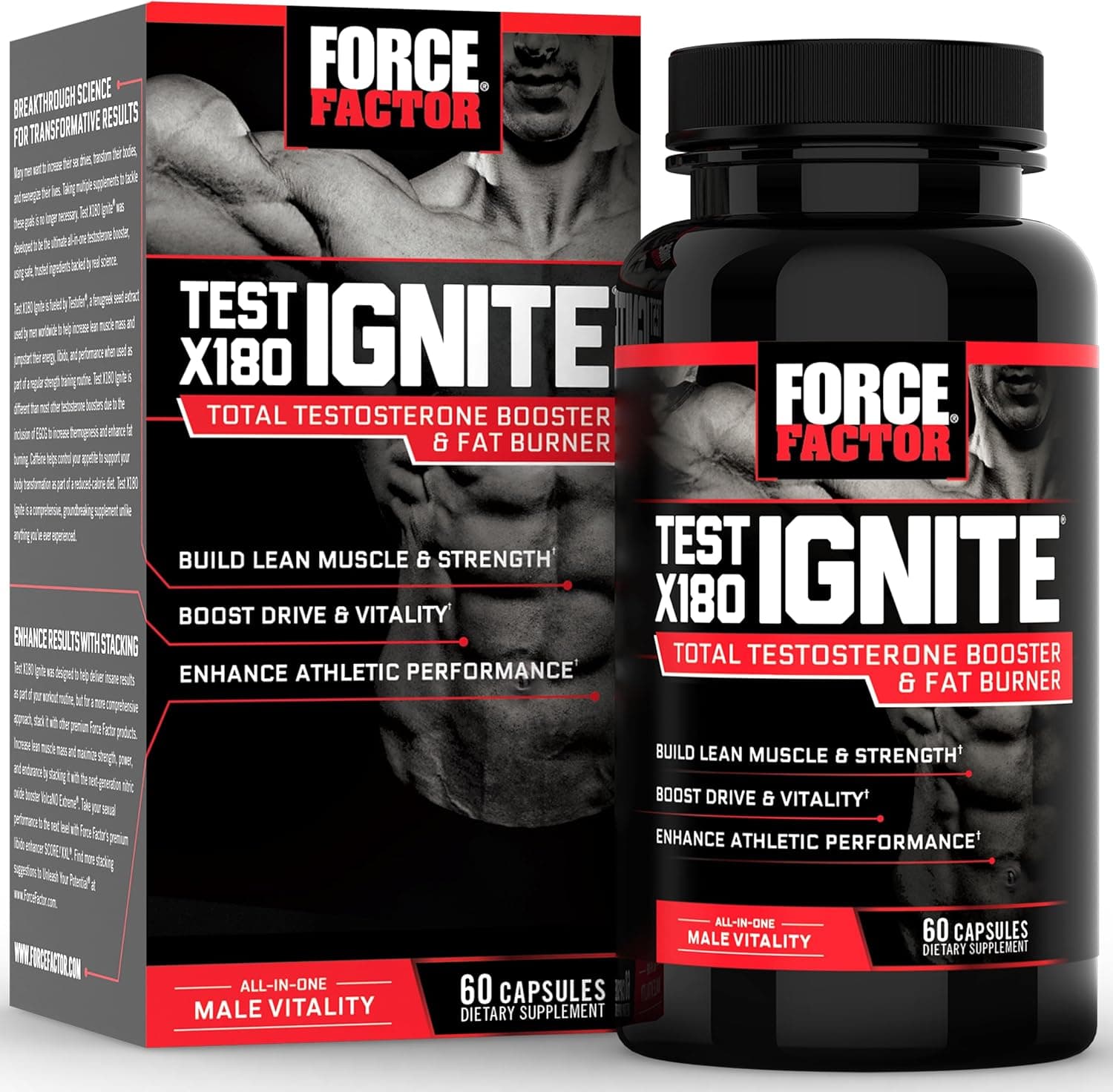 Force Factor Force Factor Test X180 Testosterone Booster – Ultimate Muscle & Drive | 60 Count