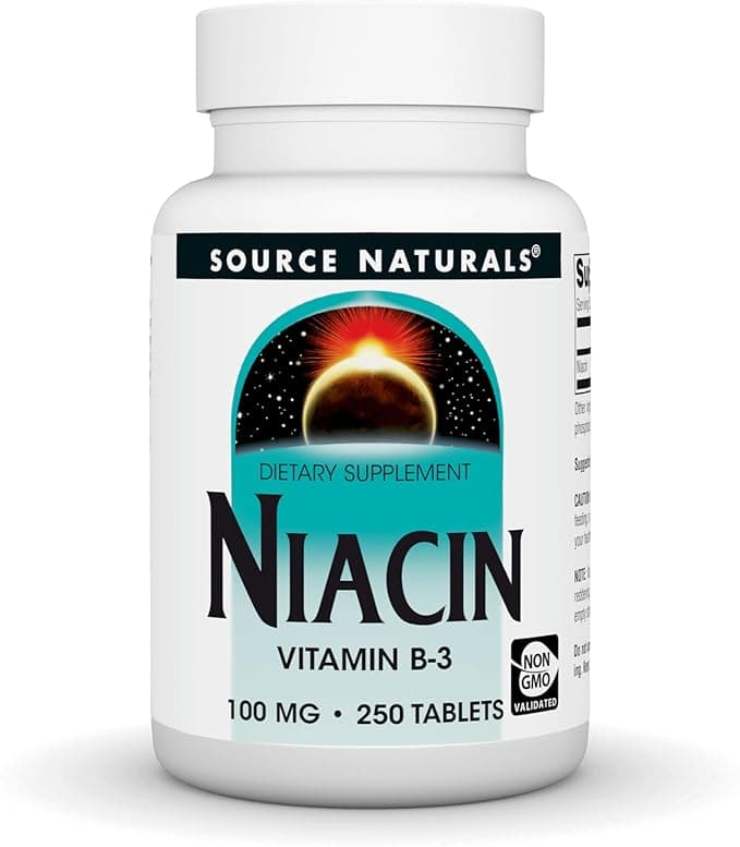 SOURCE NATURALS Source Naturals Niacin 100 mg | Supports NAD+ and Cellular Energy | 250 Tablets