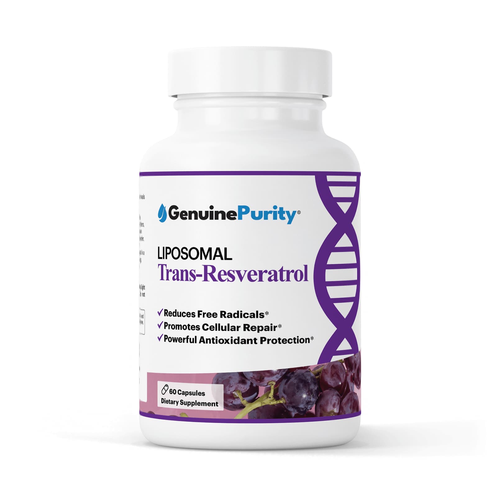 Leading Edge Health GenuinePurity™ Trans-Resveratrol 1000 mg | Supports Cardiovascular | 60 Capsules