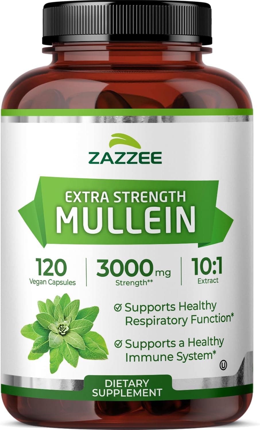 Zazzee Zazzee Mullein Leaf Extract | Lung Support | 120 Capsules